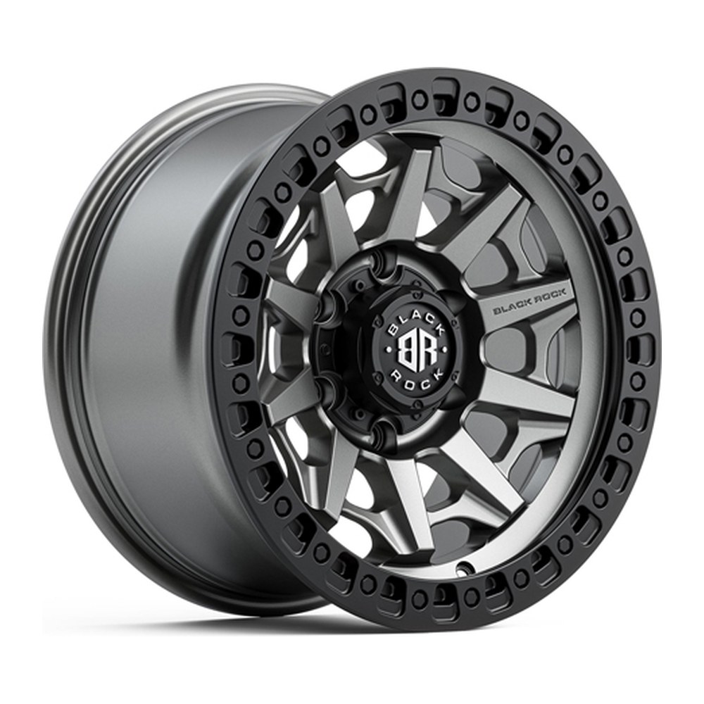 Black Rock Cage Gunmetal Grey Black Ring